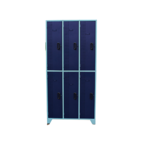 Locker de 6 puestos gris y azul